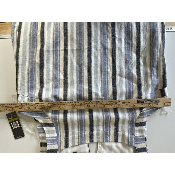 Sharagano dress Size 14 Linen Blend Dress Fully Lined Blue Black Ivory Cream New - Picture 10 of 10